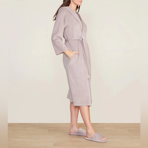Barefoot Dreams Luxechic Hooded Robe - M/L - taupe luxury soft unisex cozy - Picture 4 of 14